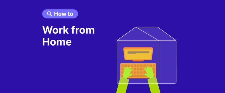 How to work from home: hands on the keyboard in the house drawing